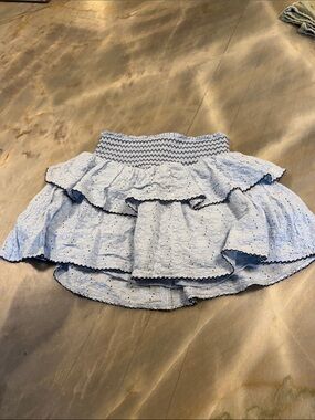 Katie J NYC Pale Blue Eyelet Ruffle Skirt